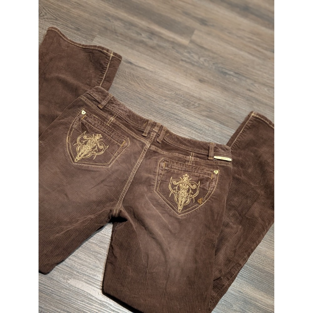 & Company Brown Corduroy Bootcut Pants Embroidered Back Pockets Size 31 Y2K Boho